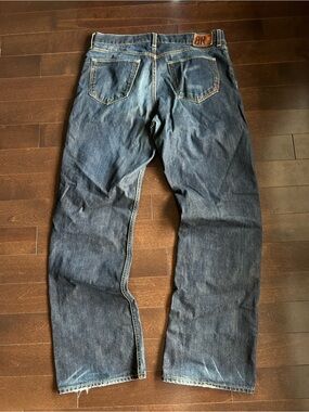 y2k Banana Republic Denim Men's Straight Leg Bootcut Style Jeans Dark Wash